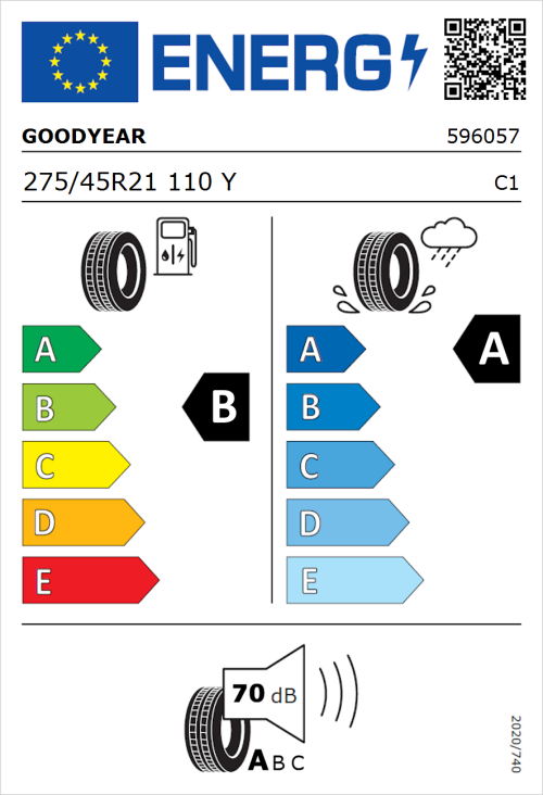 Tyre Label for Goodyear Eagle F1 Asymmetric 6 275/45R21 110Y