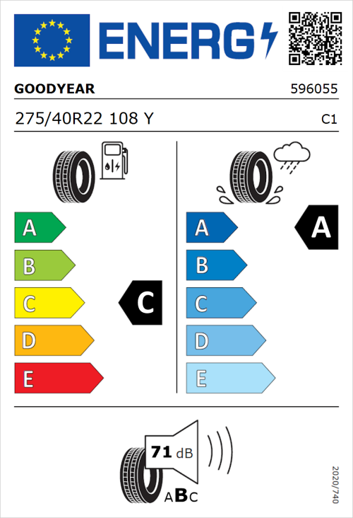 Tyre Label for Goodyear Eagle F1 Asymmetric 6 275/40R22 108Y