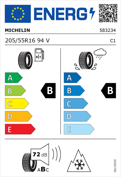 Tyre Label for Michelin CrossClimate 3 205/55R16 94V