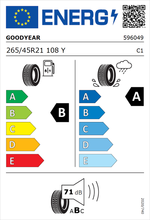 Tyre Label for Goodyear Eagle F1 Asymmetric 6 265/45R21 108Y