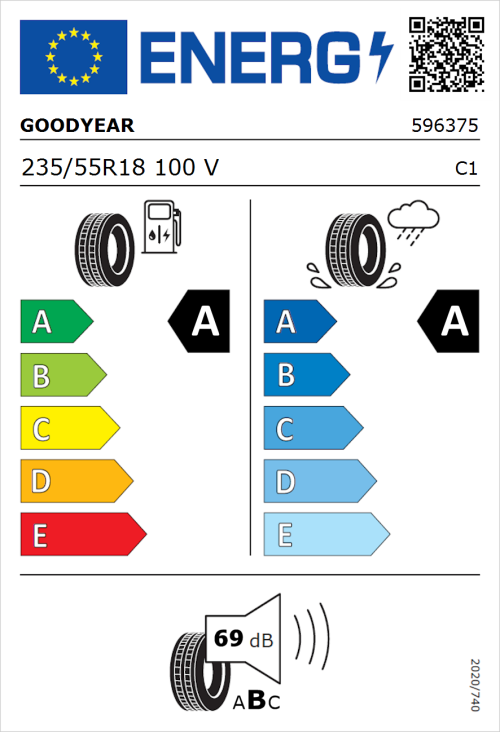 Tyre Label for Goodyear Eagle F1 Asymmetric 6 235/55R18 100V