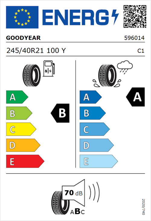 Tyre Label for Goodyear Eagle F1 Asymmetric 6 245/40R21 100Y
